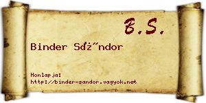 Binder Sándor névjegykártya