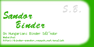 sandor binder business card